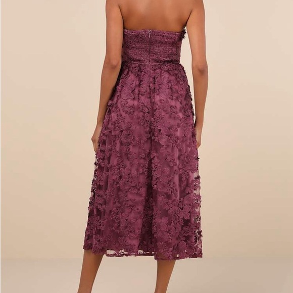 Lulus Quite Perfect Purple Floral Embroidered Strapless Midi Dress NWT XXL - Picture 2 of 11